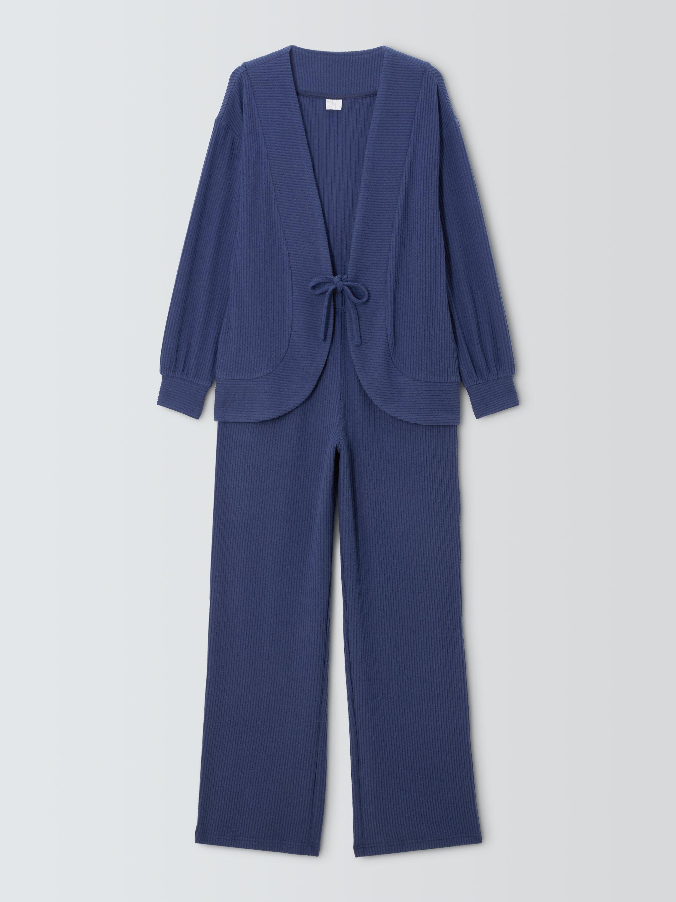 Product image 4 of 6, which shows John Lewis Snit Tie Front Lounge Set, Crown Blue, S