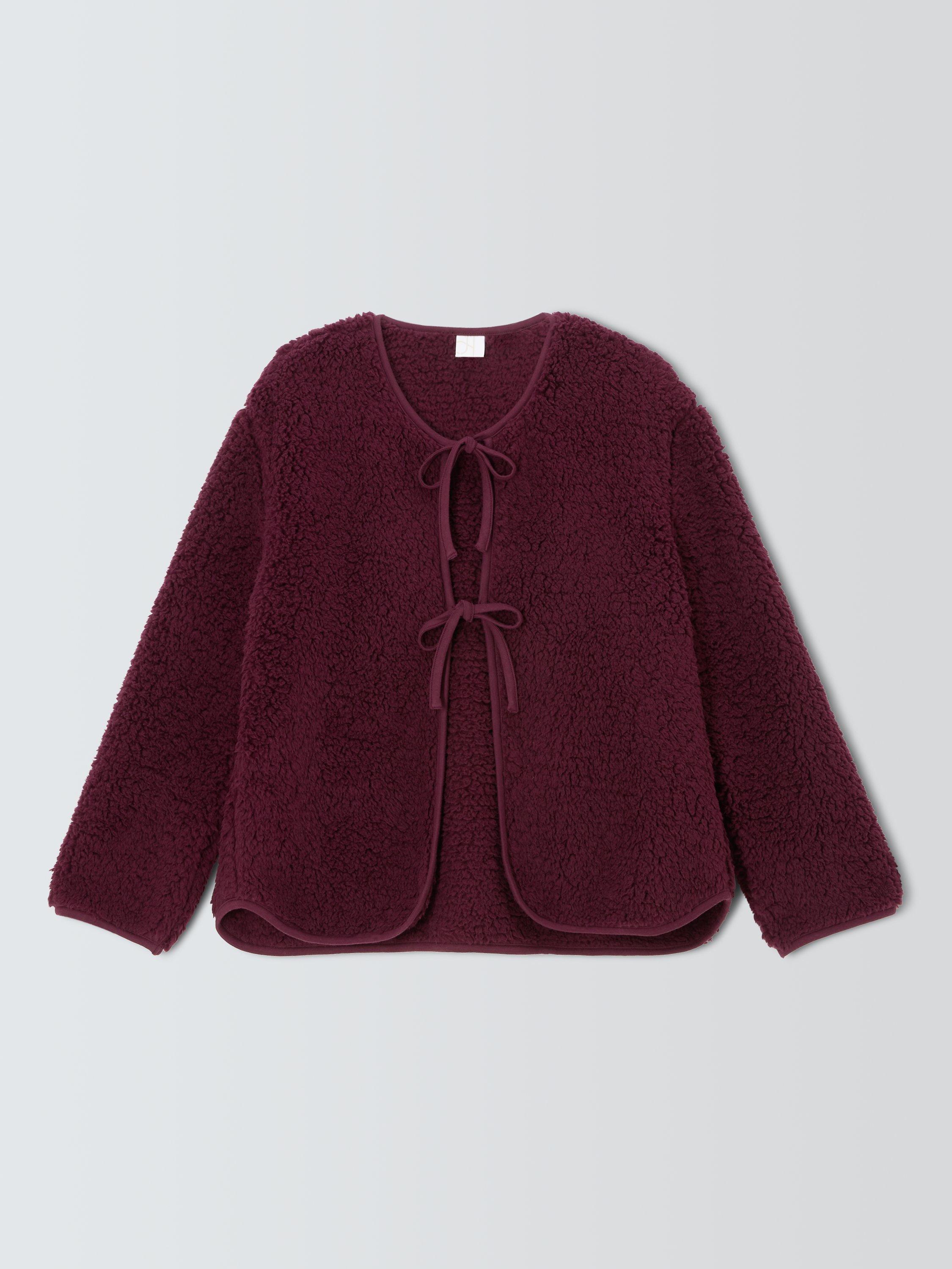 Product image 4 of 6, which shows John Lewis Borg Tie Front Lounge Top, Fig, S