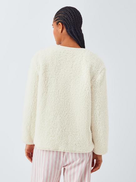 John Lewis Borg Tie Front Lounge Top - view 2, Ivory