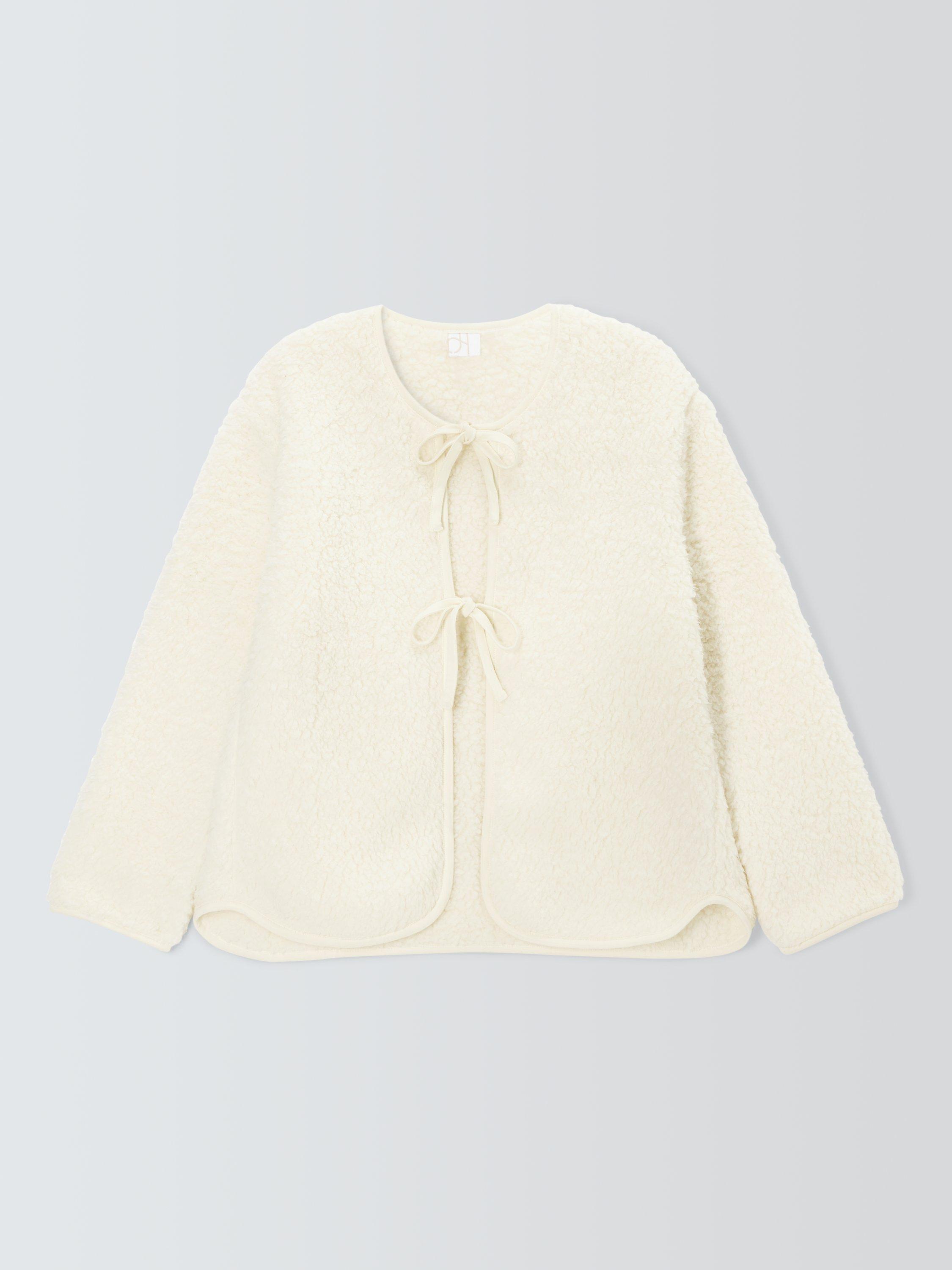 Product image 4 of 6, which shows John Lewis Borg Tie Front Lounge Top, Ivory, S