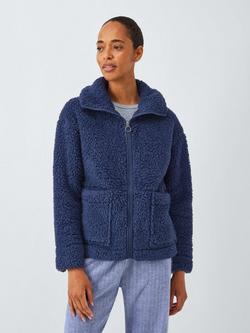 John Lewis Full Zip Borg Fleece, Crown Blue