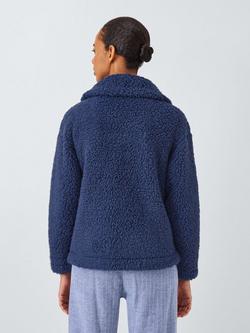 John Lewis Full Zip Borg Fleece - view 2, Crown Blue