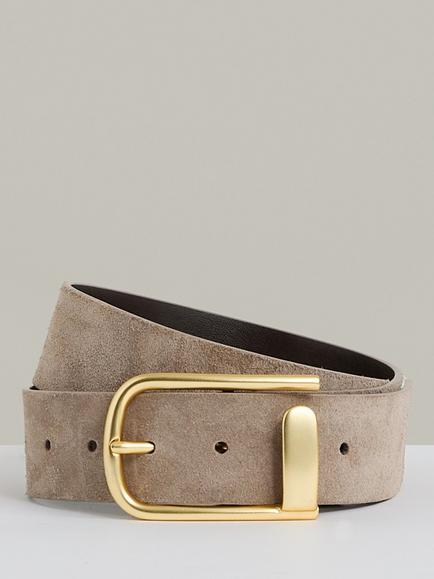Reiss Iyla Half Keeper Suede Belt, Grey, Grey