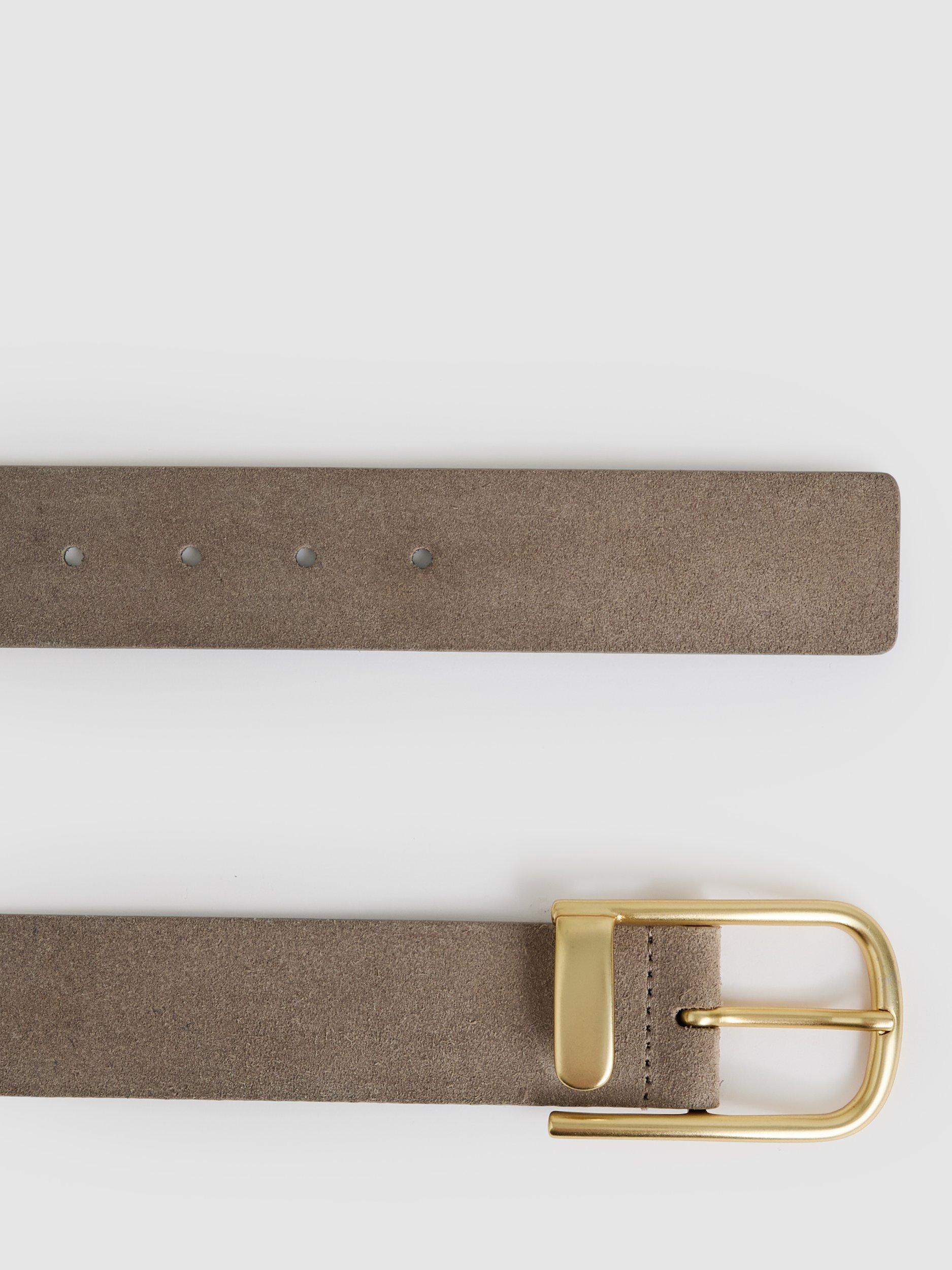 Product image 3 of 4, which shows Reiss Iyla Half Keeper Suede Belt, Grey, S