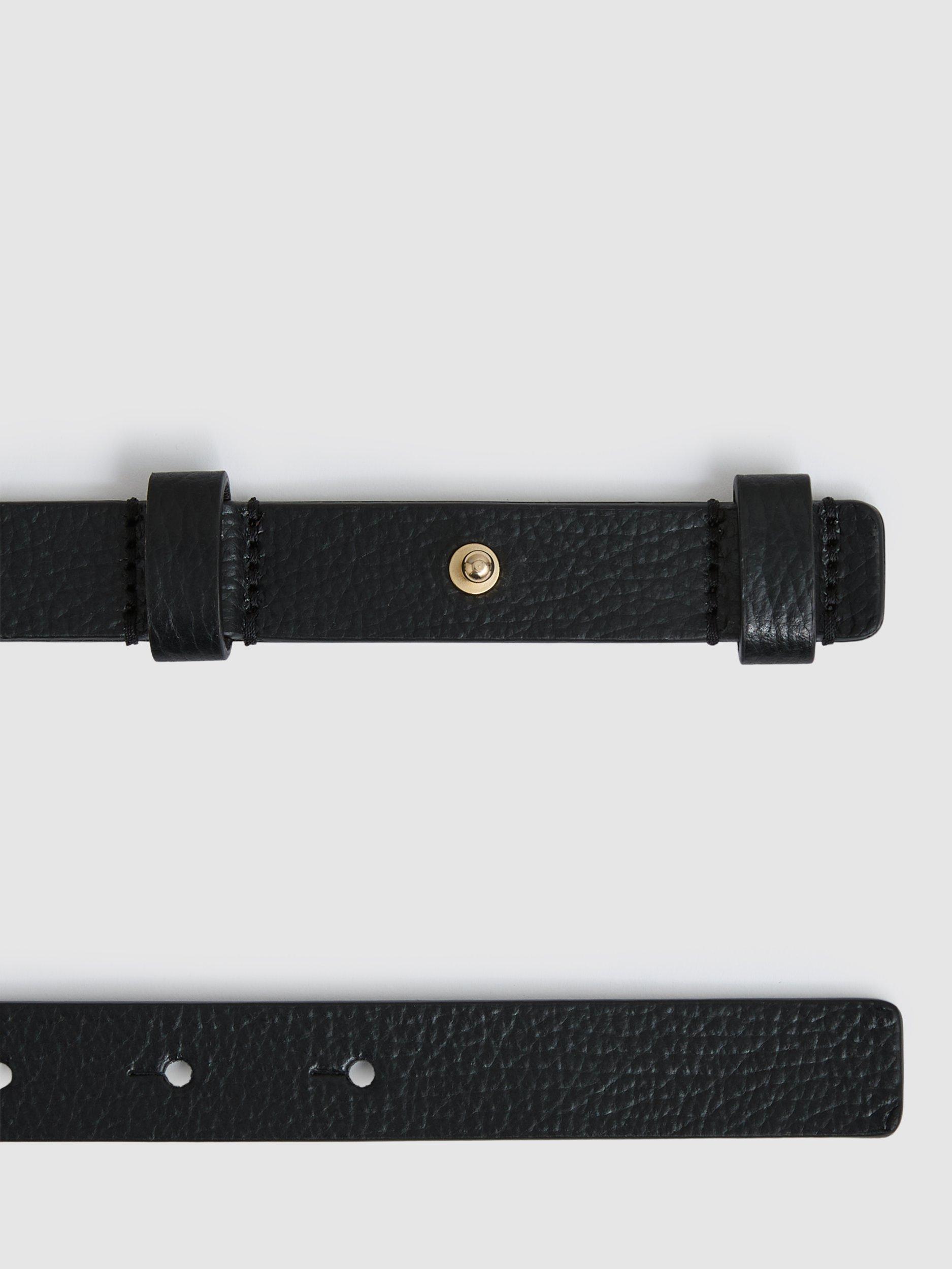 Product image 3 of 4, which shows Reiss Scarlett Wave Hardware Leather Belt, Black, L