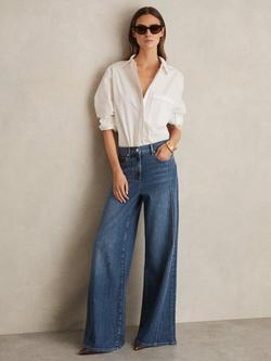 Reiss Petite Heather Wide Leg Jeans, Blue, Blue
