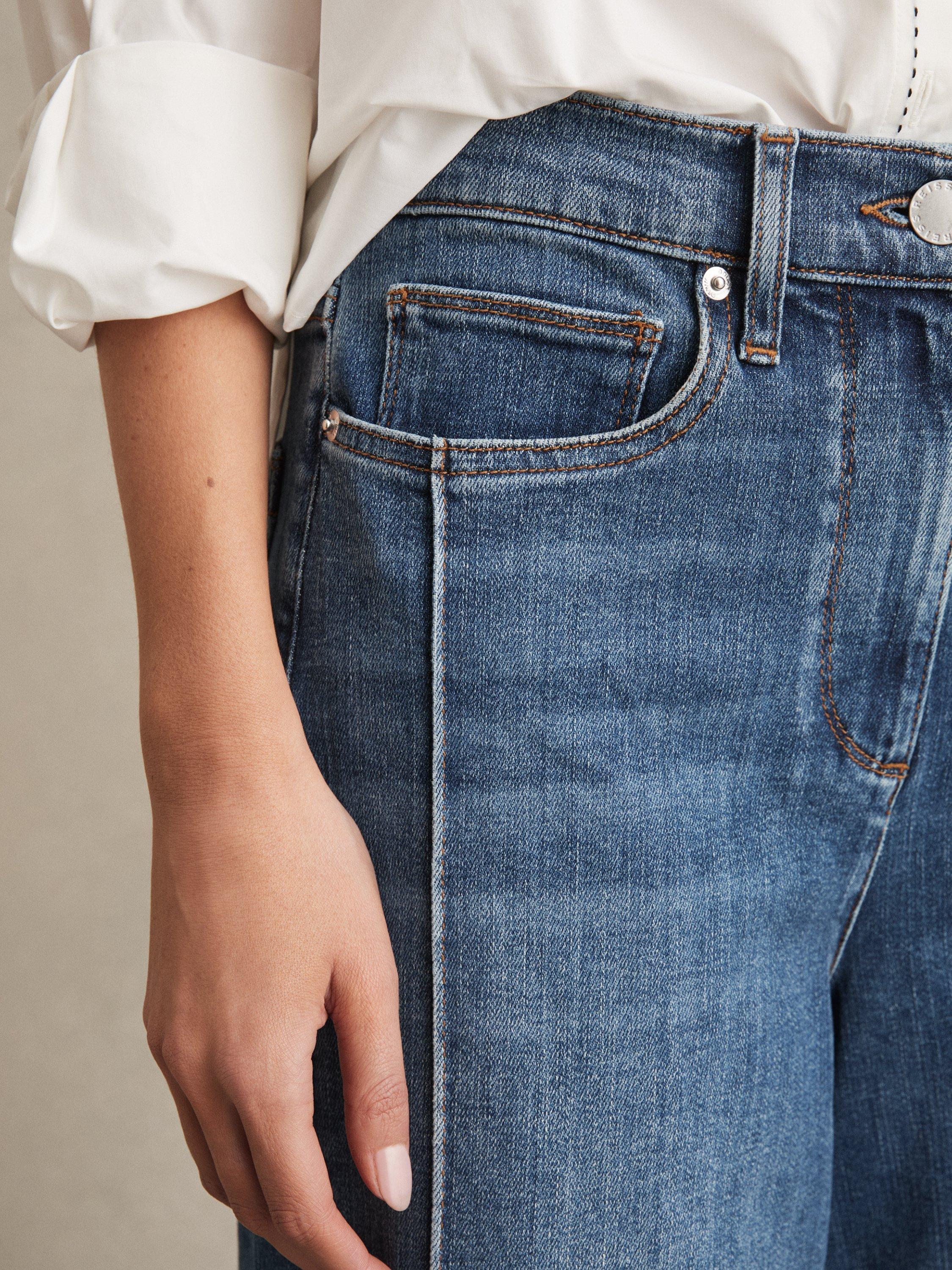 Product image 2 of 5, which shows Reiss Petite Heather Wide Leg Jeans, Blue, 25Pt