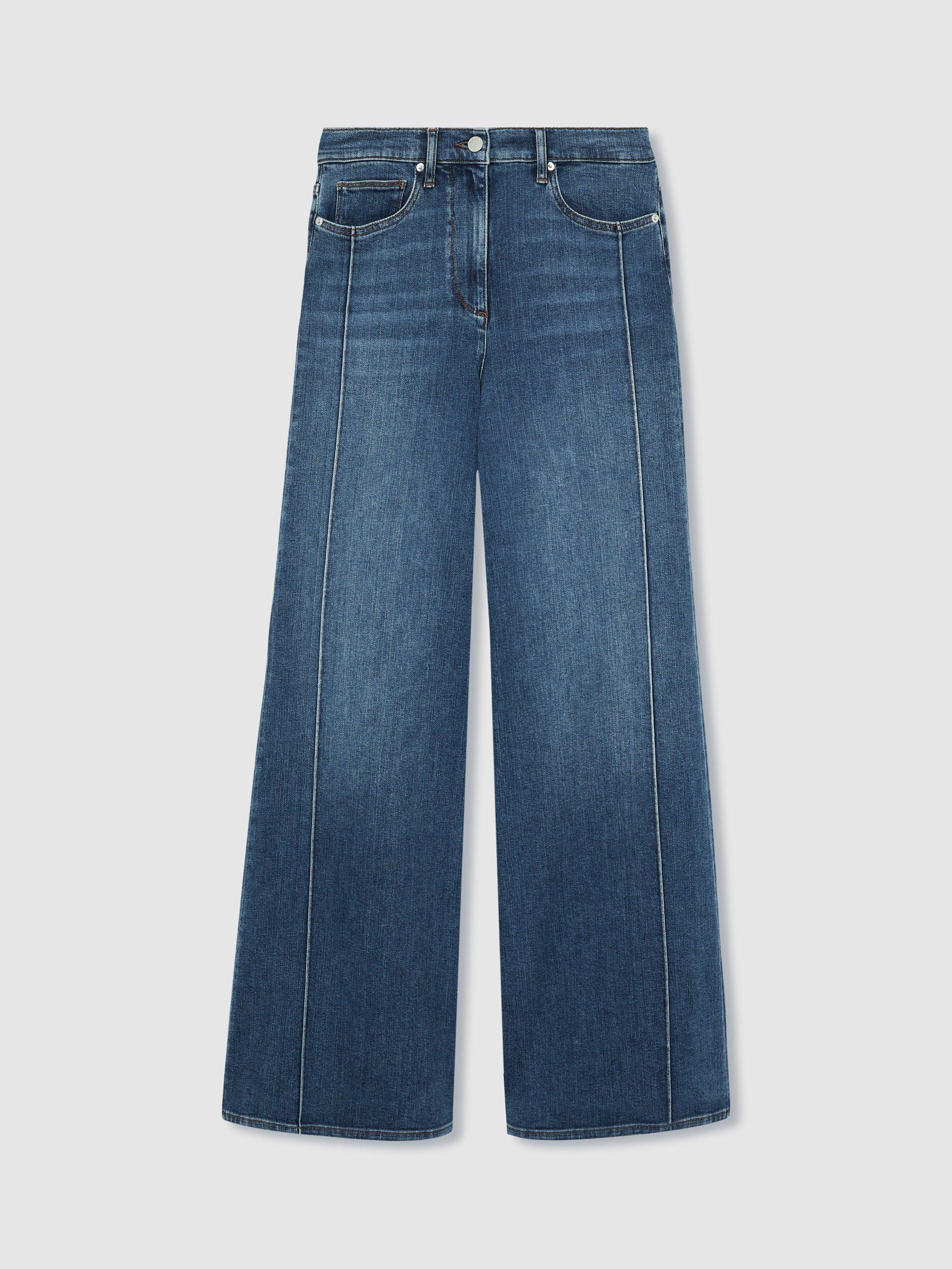 Product image 3 of 5, which shows Reiss Petite Heather Wide Leg Jeans, Blue, 25Pt