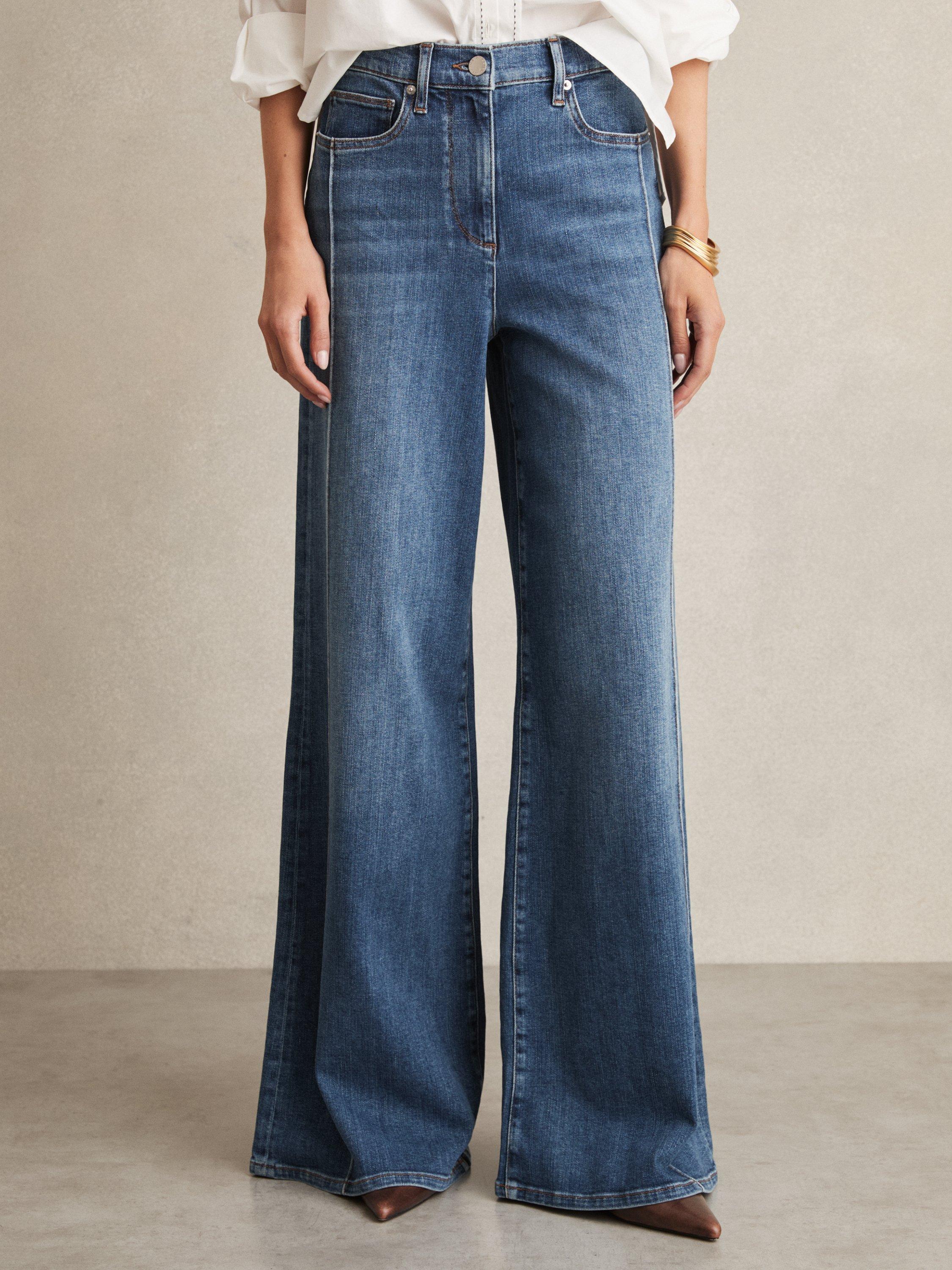 Product image 4 of 5, which shows Reiss Petite Heather Wide Leg Jeans, Blue, 25Pt