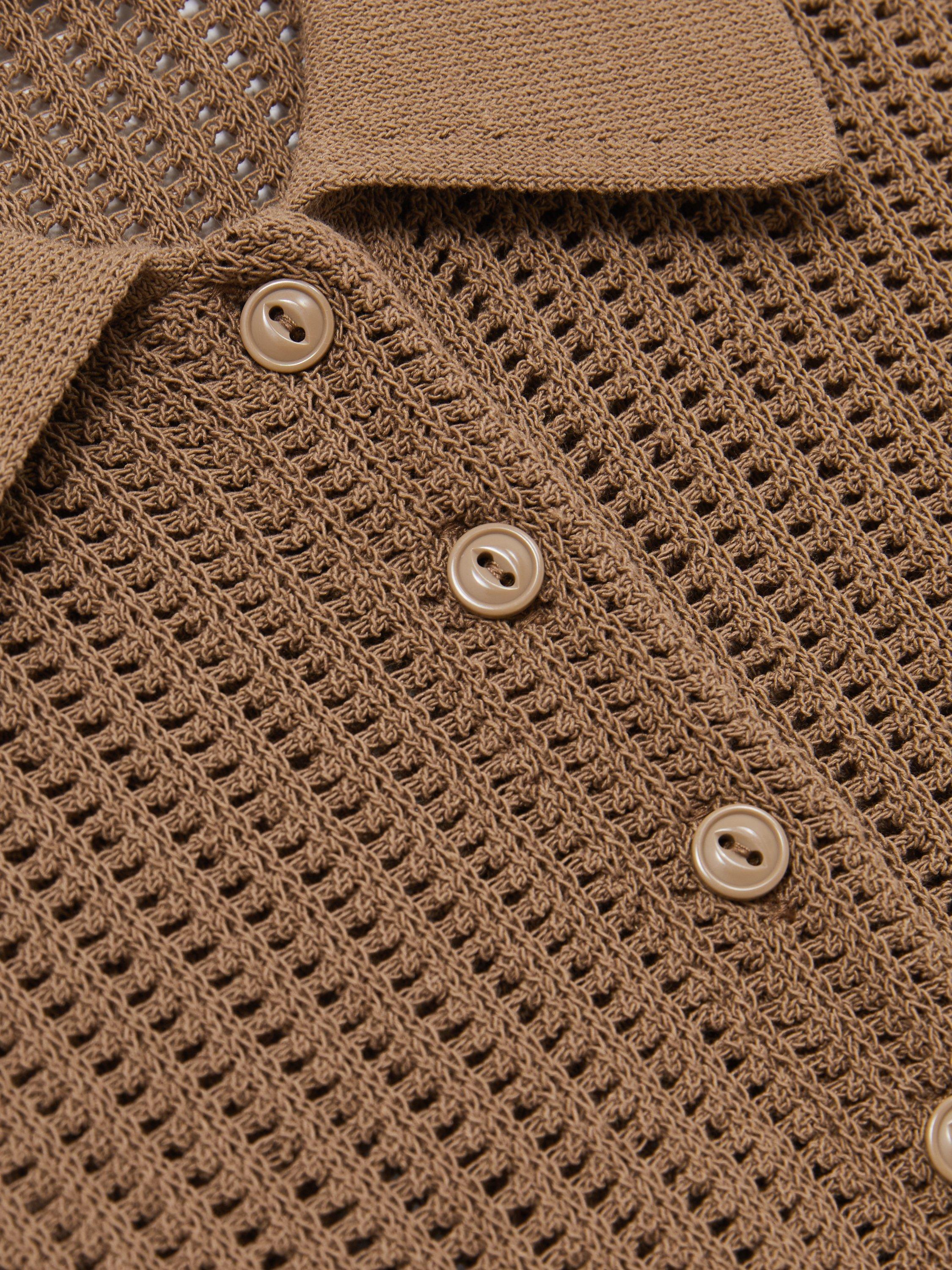 Product image 2 of 5, which shows Reiss Evi Stitch Polo Shirt, Tan, XS