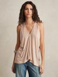 Reiss Freya Drape V-Neck Top, Pink