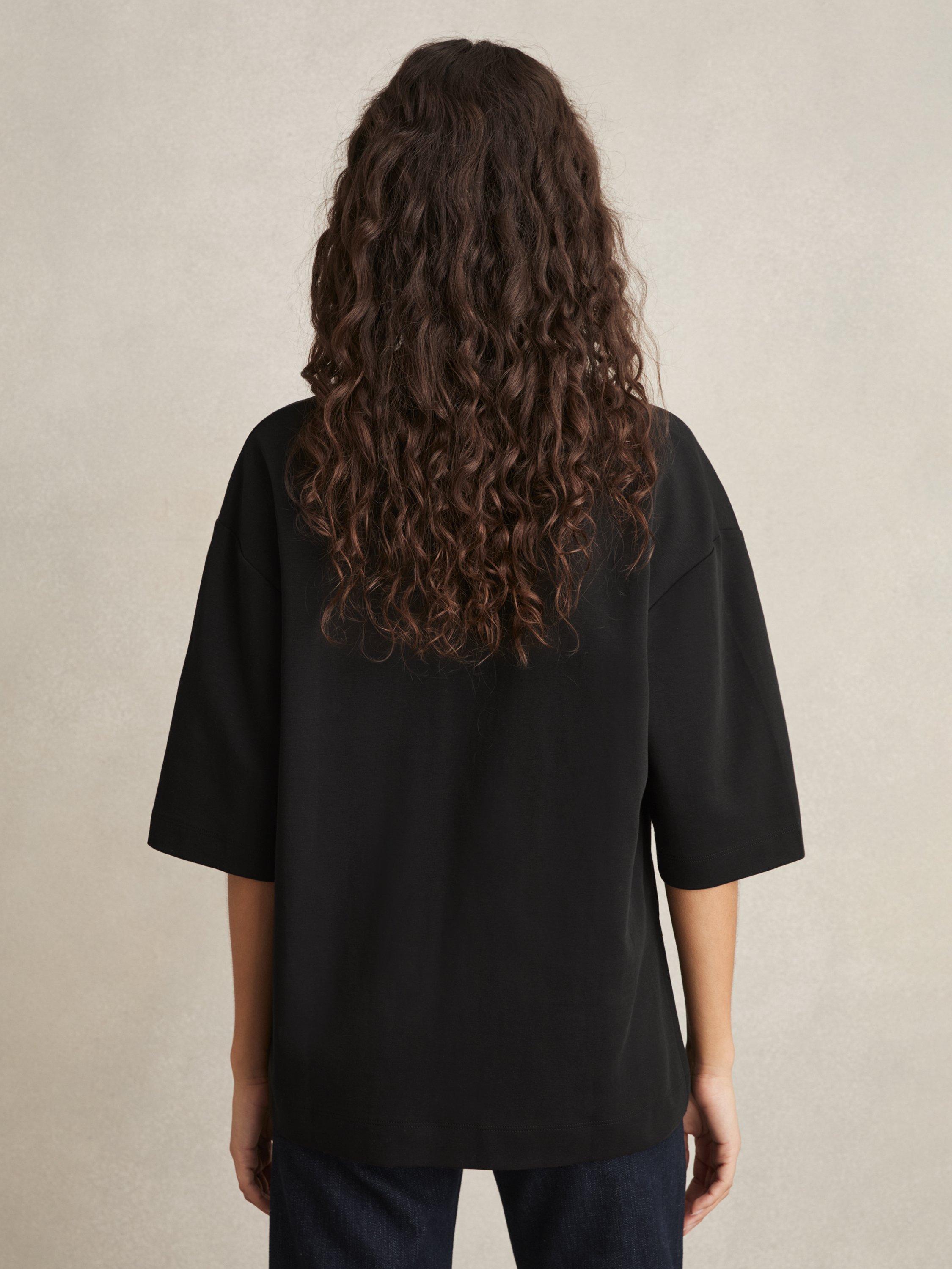 Product image 2 of 5, which shows Reiss Annabel Oversized T-Shirt, Black, XS