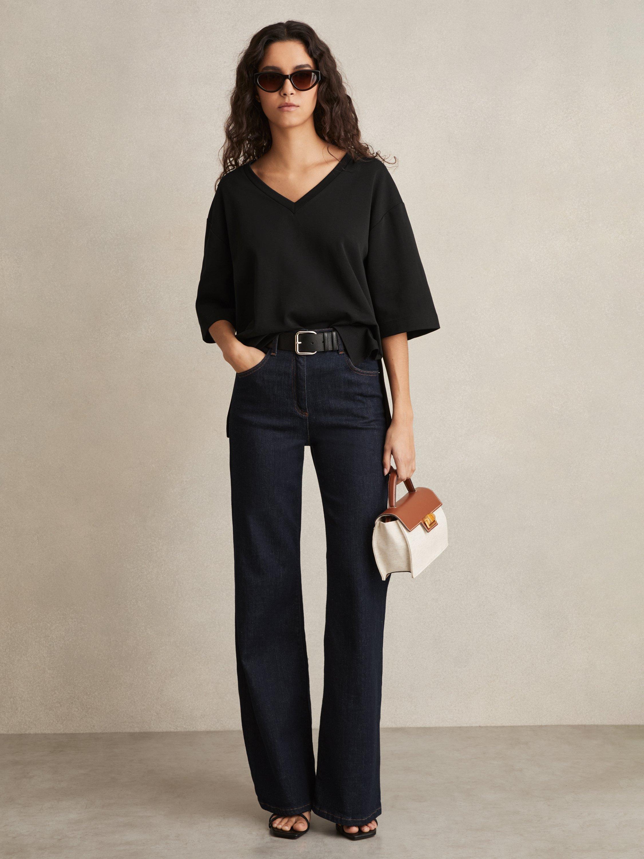 Product image 4 of 5, which shows Reiss Annabel Oversized T-Shirt, Black, XS
