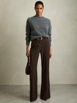Reiss Petite Claude Flared Trousers, Brown