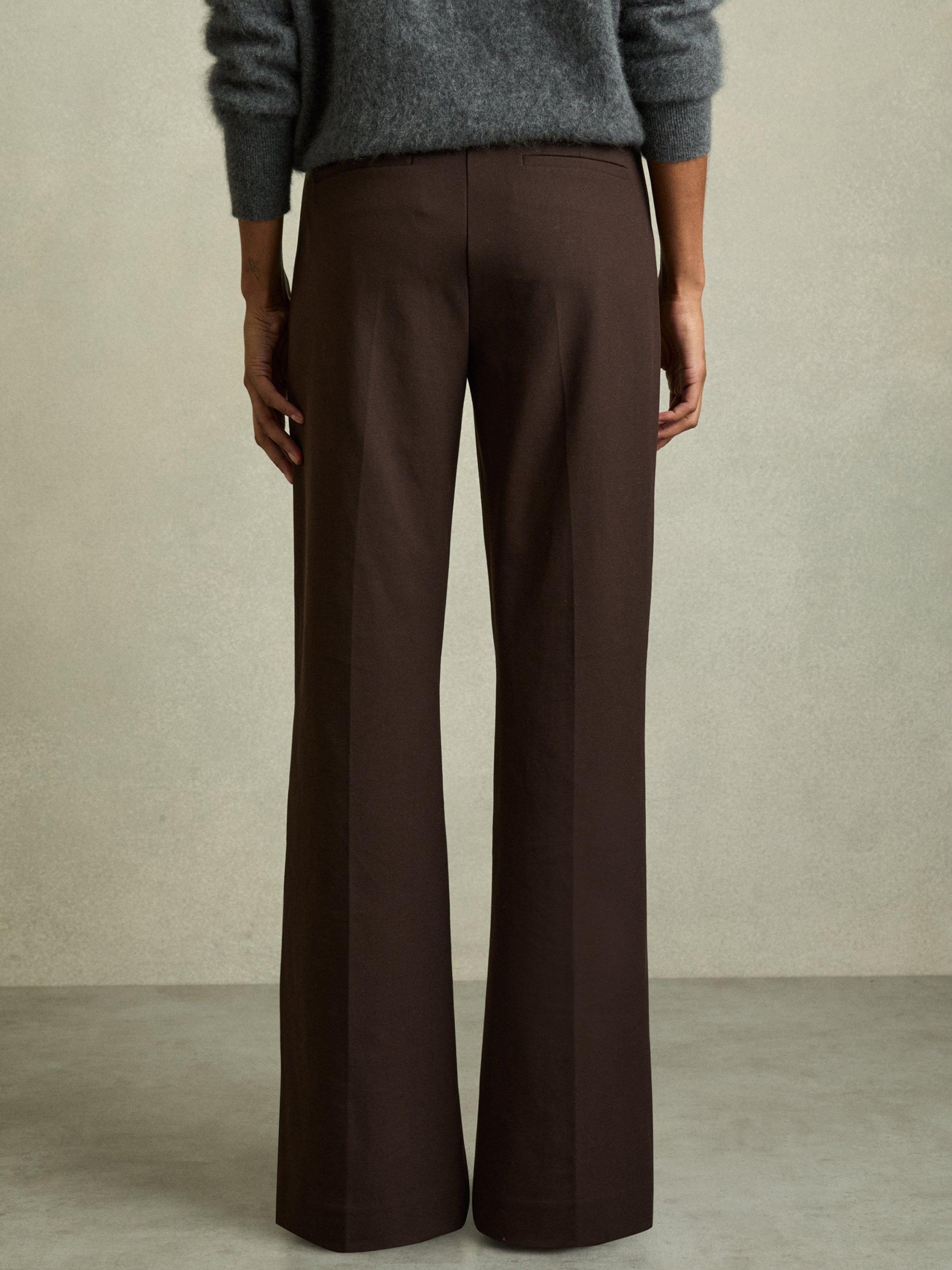 Product image 2 of 5, which shows Reiss Petite Claude Flared Trousers, Brown, 6Pt