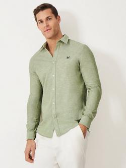 Crew Clothing Linen-Cotton Long Sleeve Shirt, Light Green