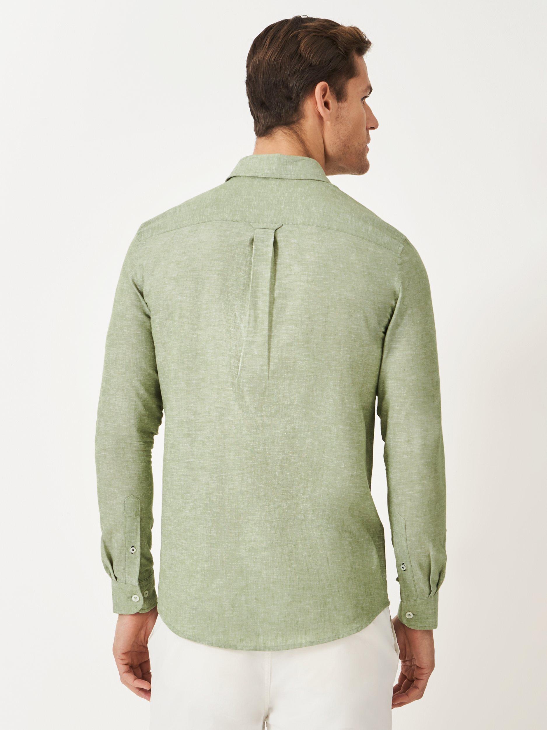 Product image 3 of 5, which shows Crew Clothing Linen-Cotton Long Sleeve Shirt, Light Green, XS