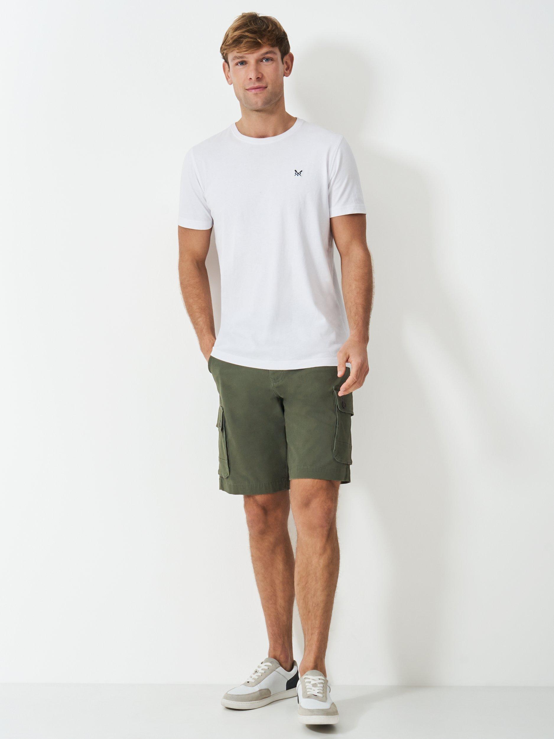 Product image 1 of 5, which shows Crew Clothing Cargo Shorts, Olive Green, 38