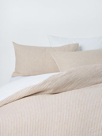 John Lewis Graphite Stripe Cotton-Linen Blend Bedding, Auburn