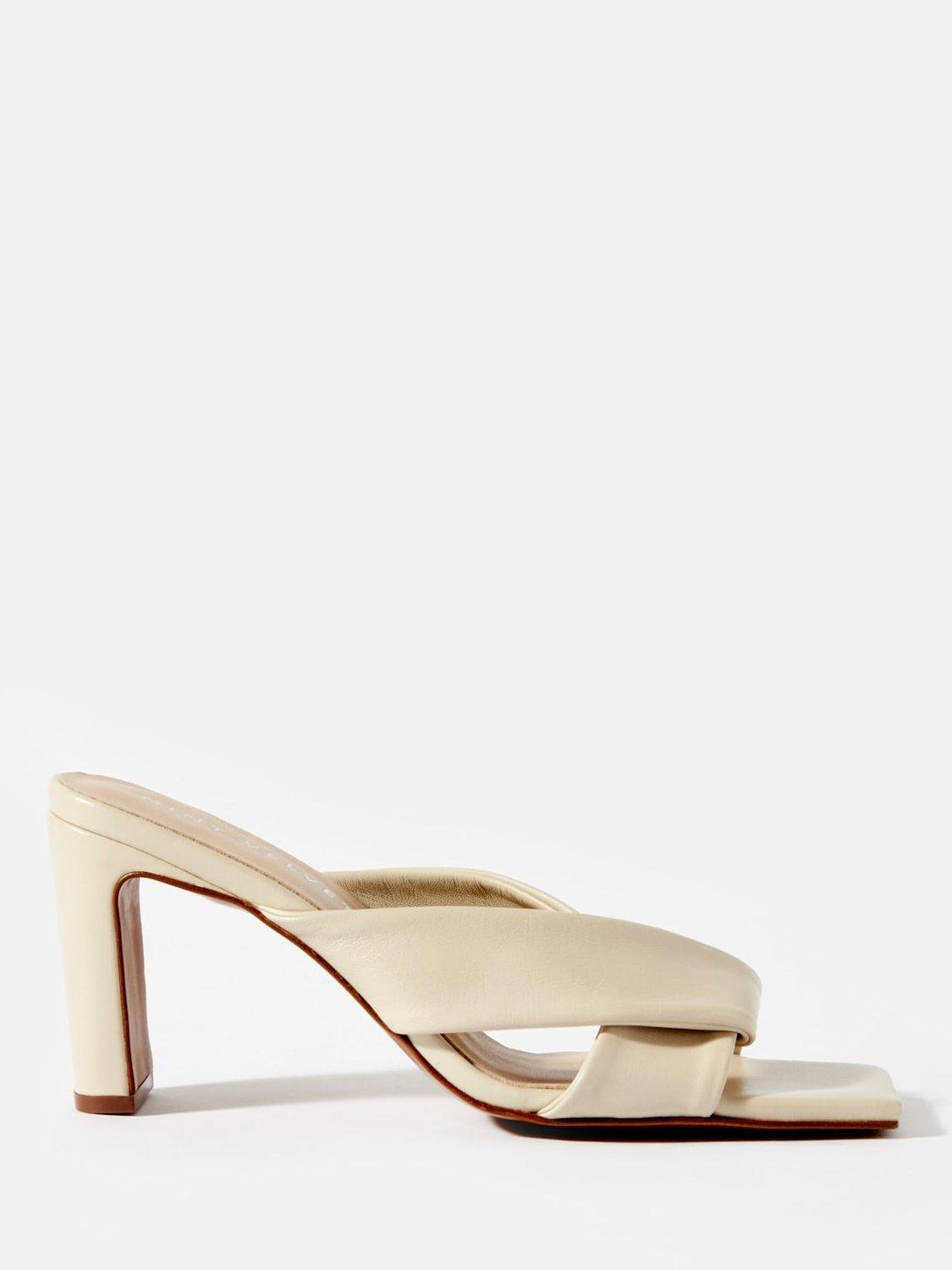 Mint Velvet Cally Leather Mule Sandals, Cream