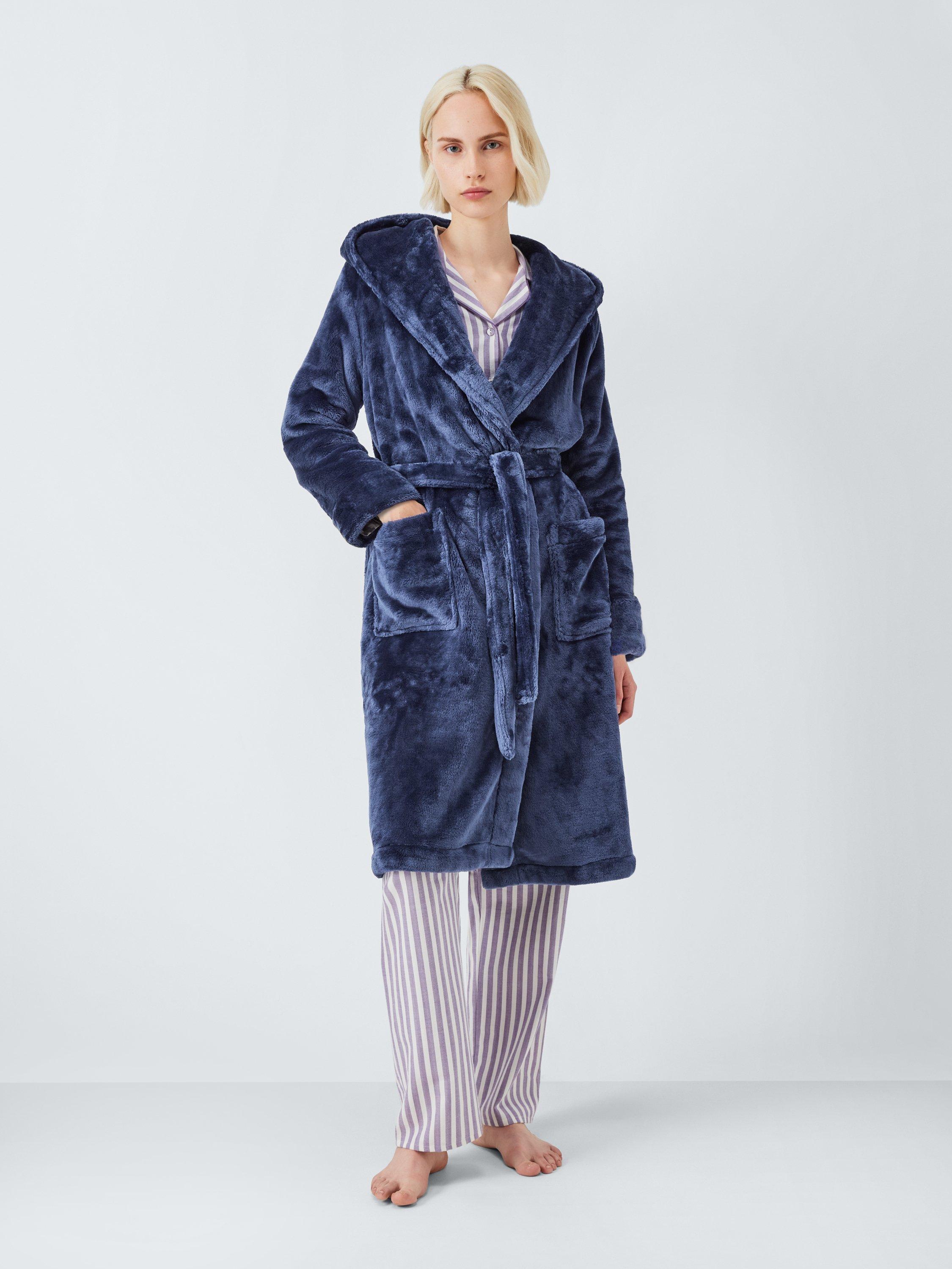 Product image 1 of 7, which shows John Lewis Cece Fleece Dressing Gown, Crown Blue, S