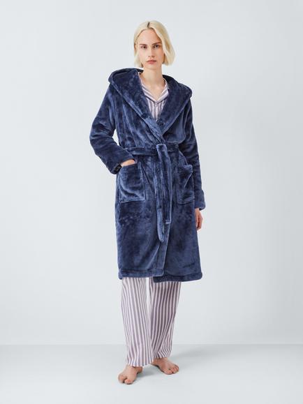 John Lewis Cece Fleece Dressing Gown, Crown Blue