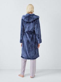 John Lewis Cece Fleece Dressing Gown - view 2, Crown Blue