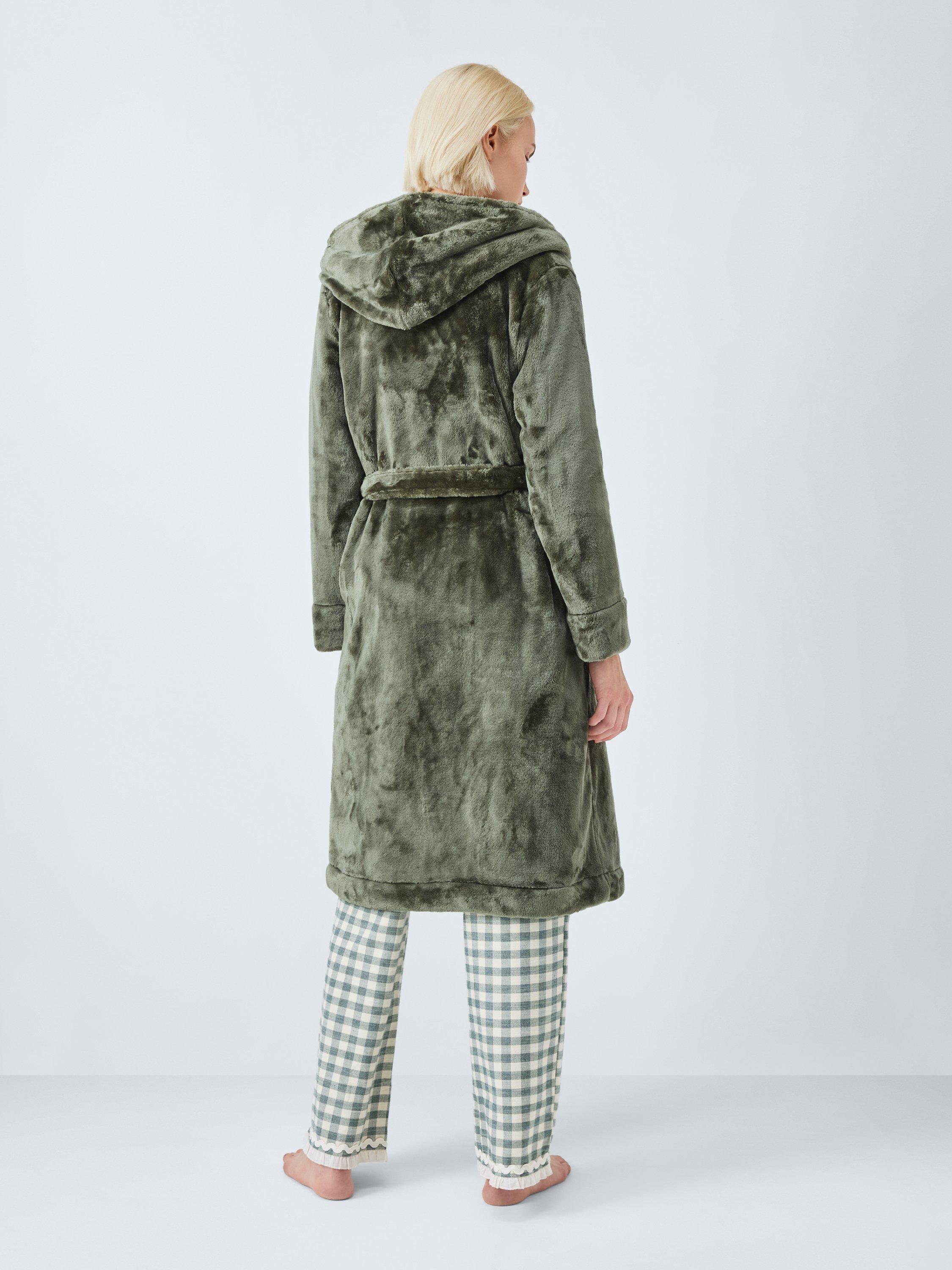 Product image 2 of 7, which shows John Lewis Cece Fleece Dressing Gown, Khaki, M