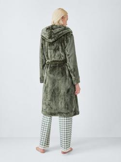 John Lewis Cece Fleece Dressing Gown - view 2, Khaki