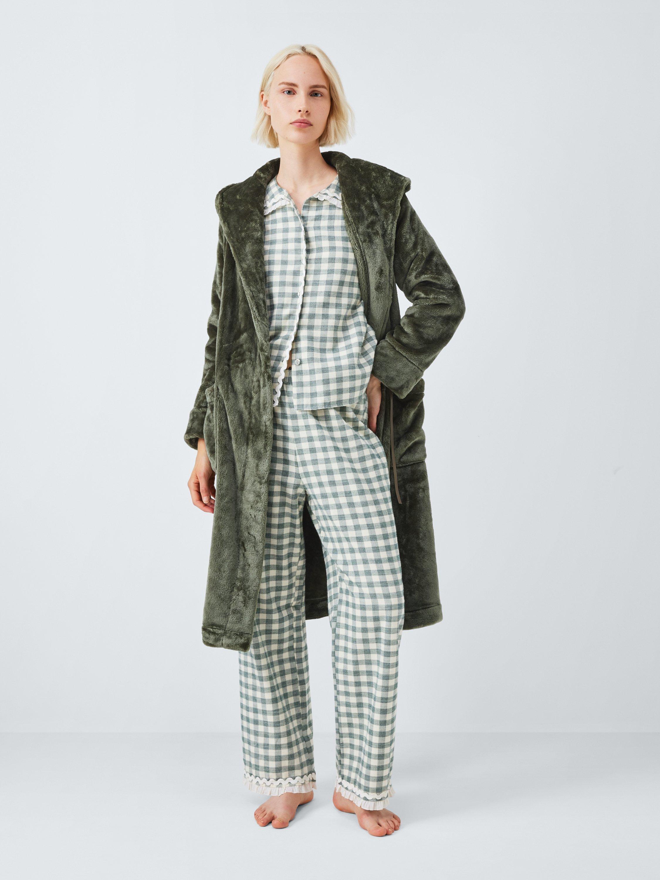 Product image 3 of 7, which shows John Lewis Cece Fleece Dressing Gown, Khaki, M