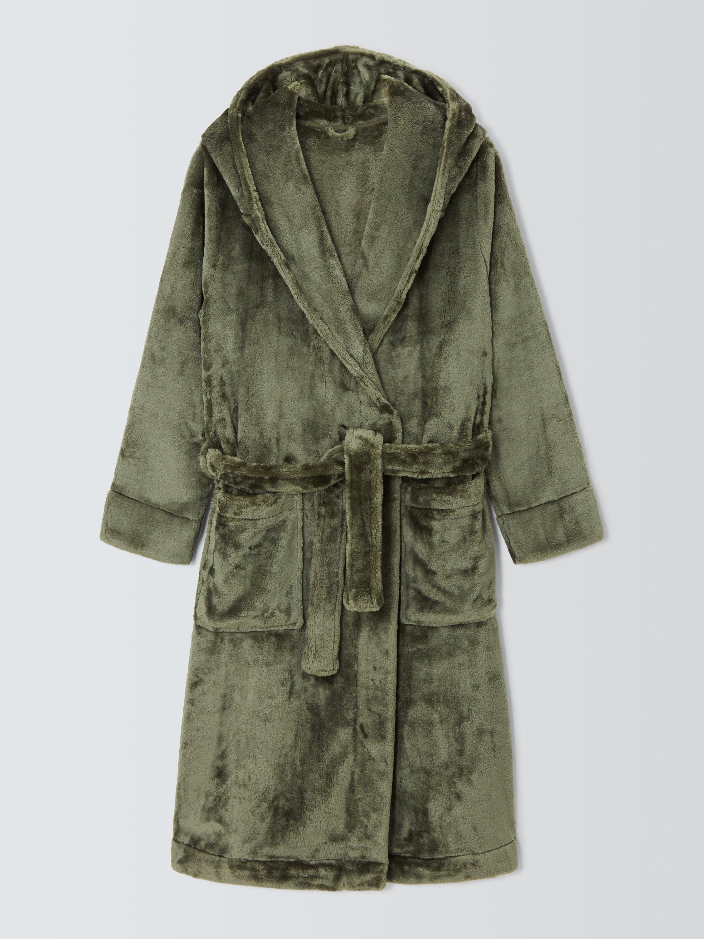 Product image 4 of 7, which shows John Lewis Cece Fleece Dressing Gown, Khaki, M
