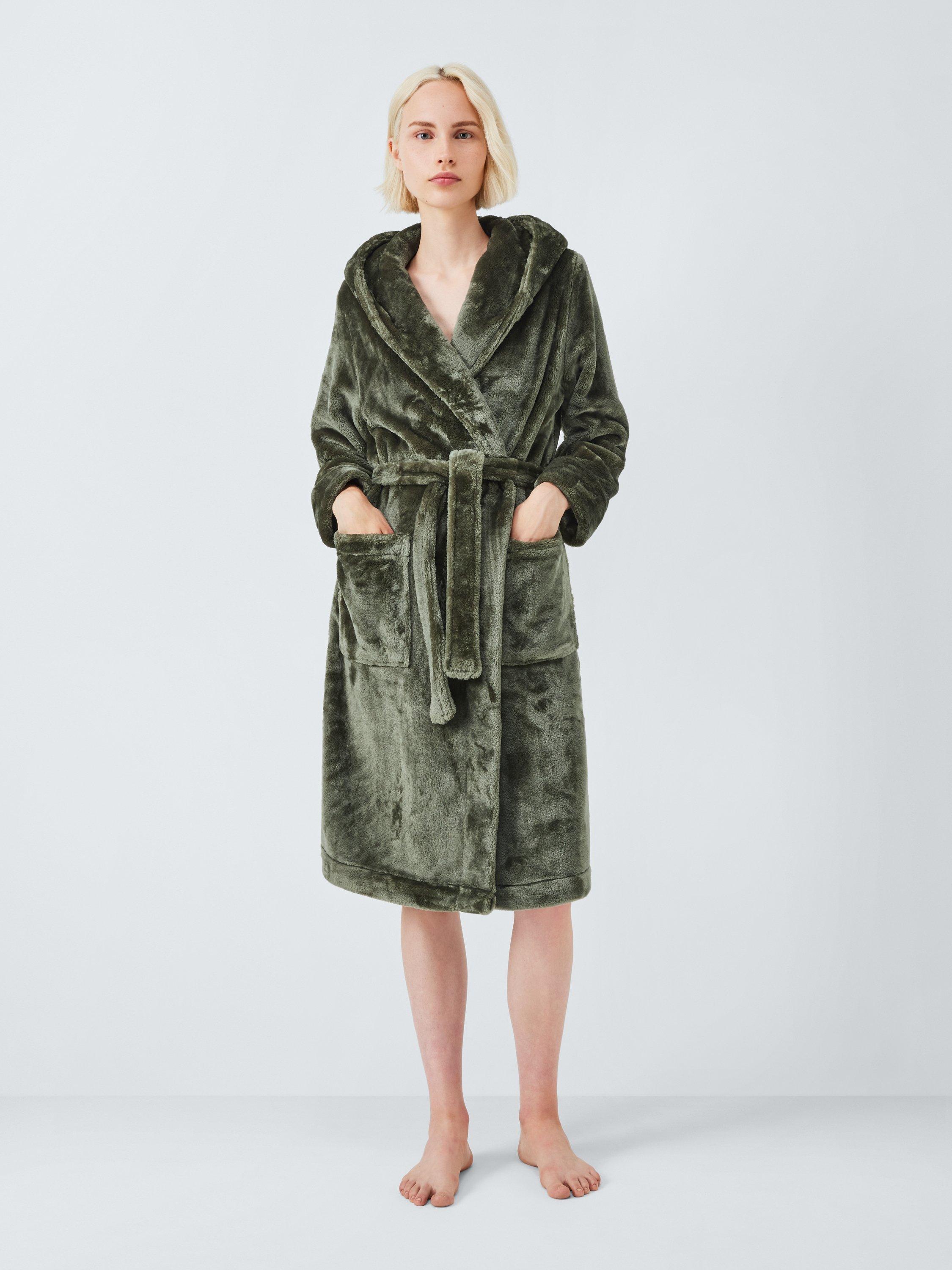 Product image 7 of 7, which shows John Lewis Cece Fleece Dressing Gown, Khaki, M