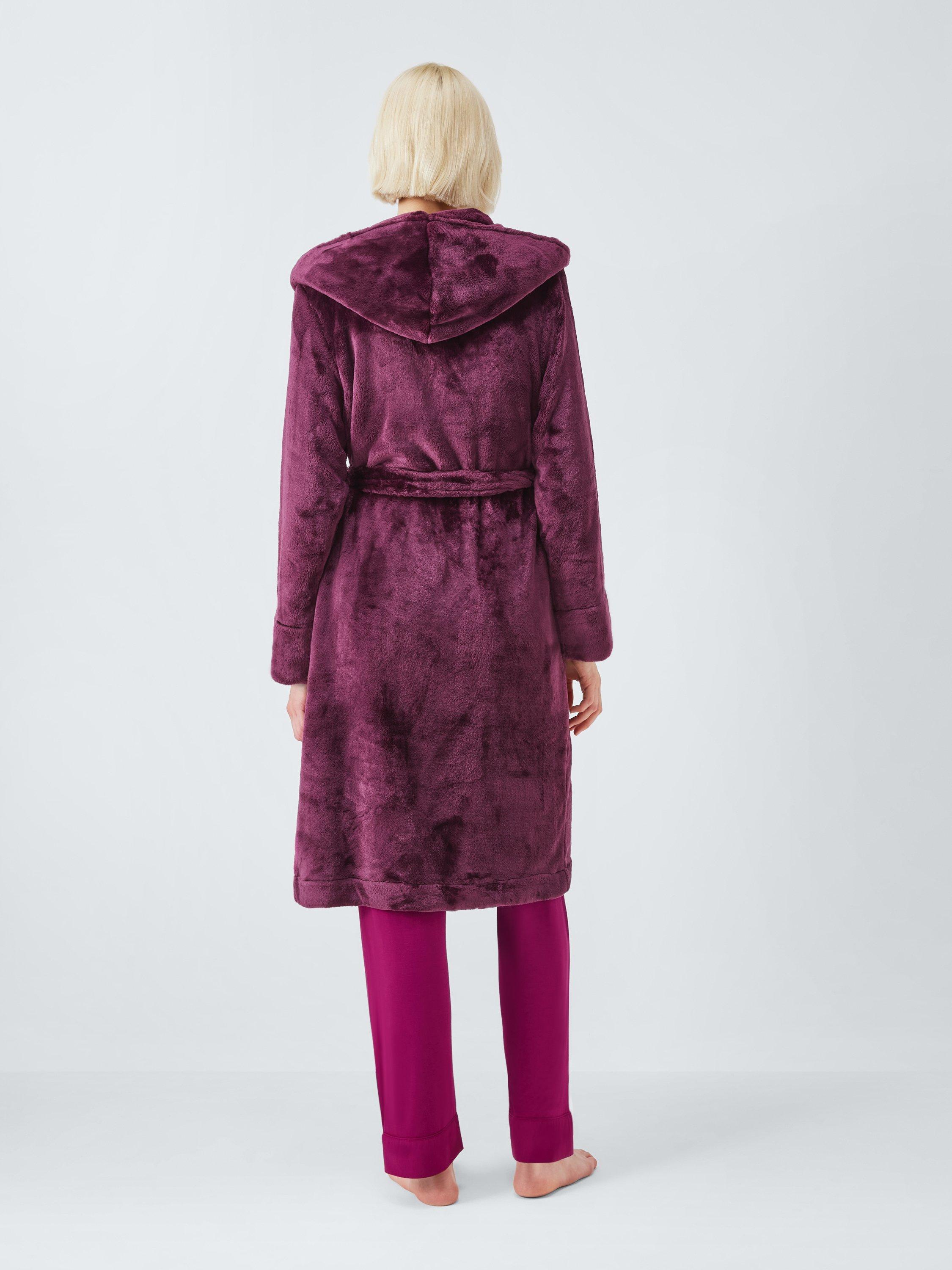 Product image 2 of 7, which shows John Lewis Cece Fleece Dressing Gown, Fig, S