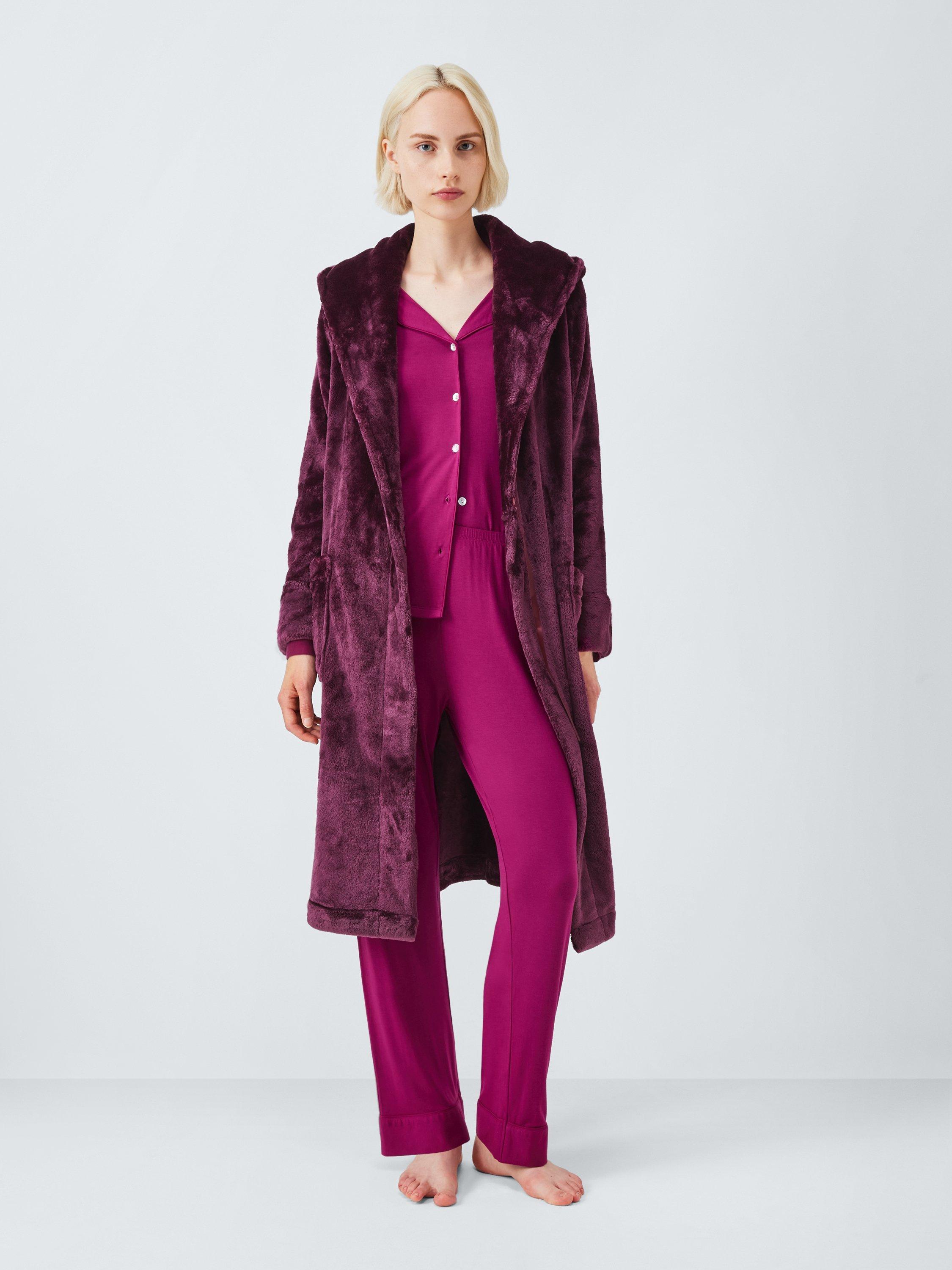 Product image 3 of 7, which shows John Lewis Cece Fleece Dressing Gown, Fig, S