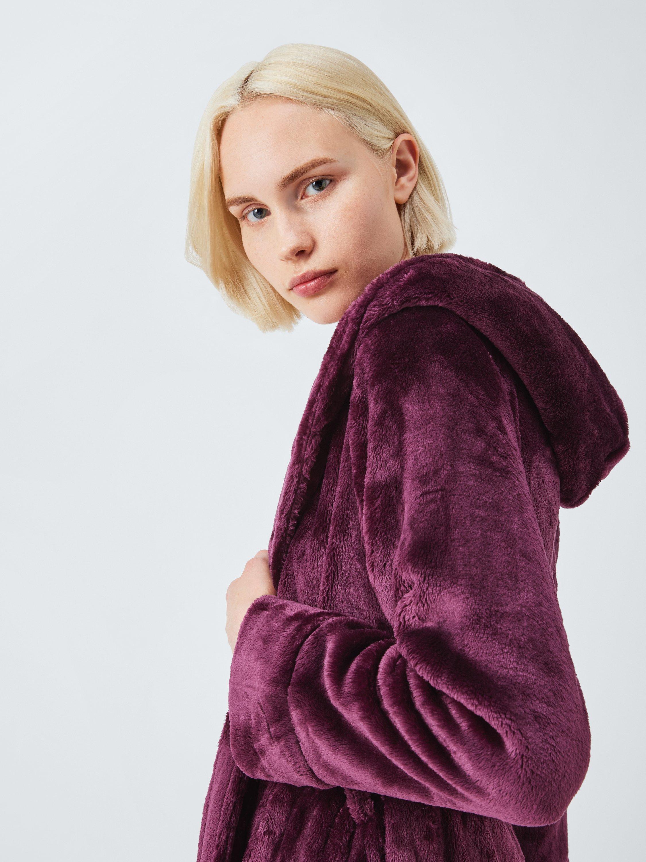 Product image 5 of 7, which shows John Lewis Cece Fleece Dressing Gown, Fig, S