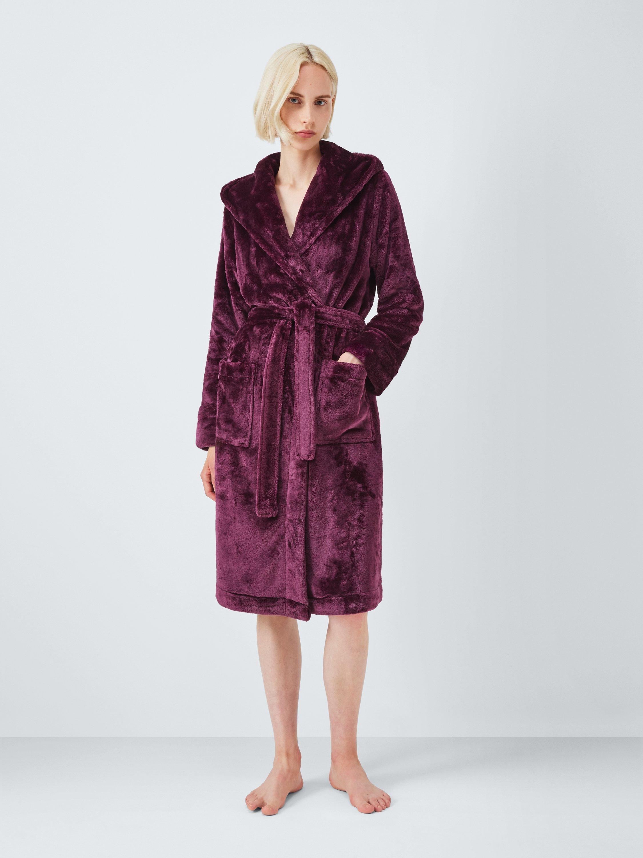 Product image 7 of 7, which shows John Lewis Cece Fleece Dressing Gown, Fig, S