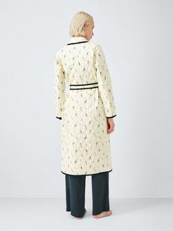 John Lewis Sprig Quilted Dressing Gown, Khaki/Cream - view 2, Khaki/Cream
