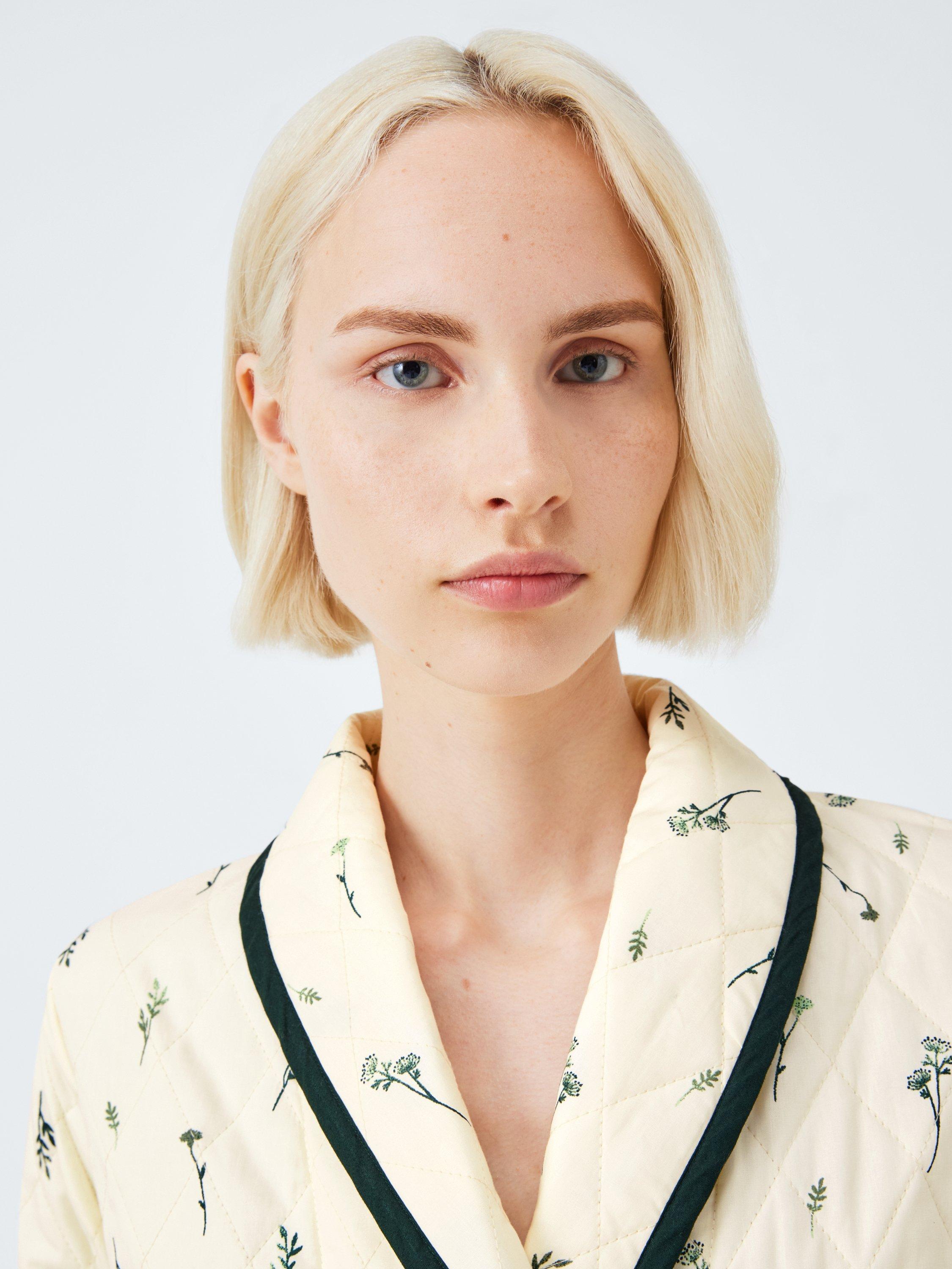 Product image 5 of 6, which shows John Lewis Sprig Quilted Dressing Gown, Khaki/Cream, S