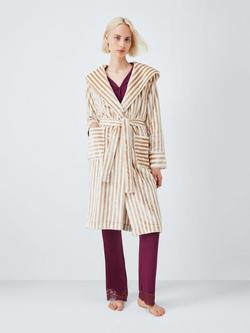 John Lewis Cece Fleece Dressing Gown, Caramel/Ivory
