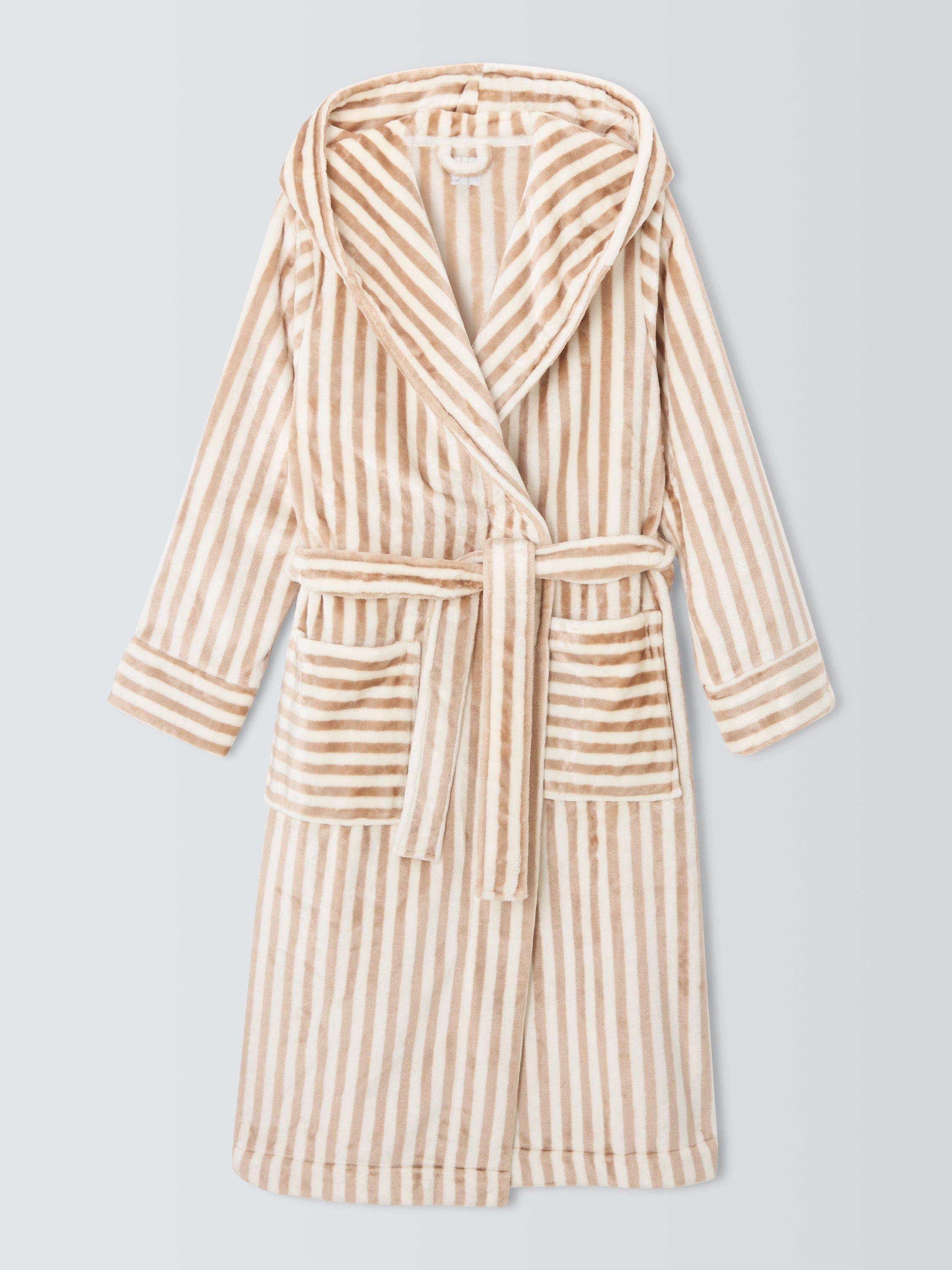 Product image 4 of 7, which shows John Lewis Cece Fleece Dressing Gown, Caramel/Ivory, S