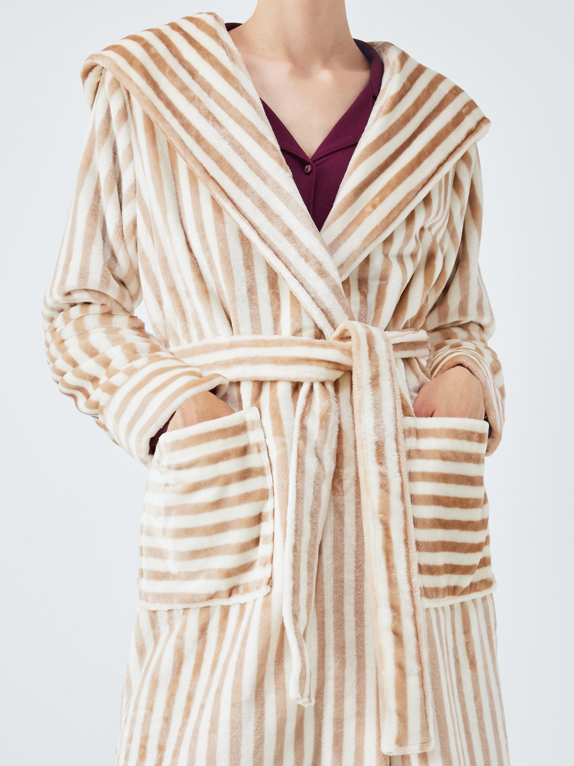 Product image 6 of 7, which shows John Lewis Cece Fleece Dressing Gown, Caramel/Ivory, S
