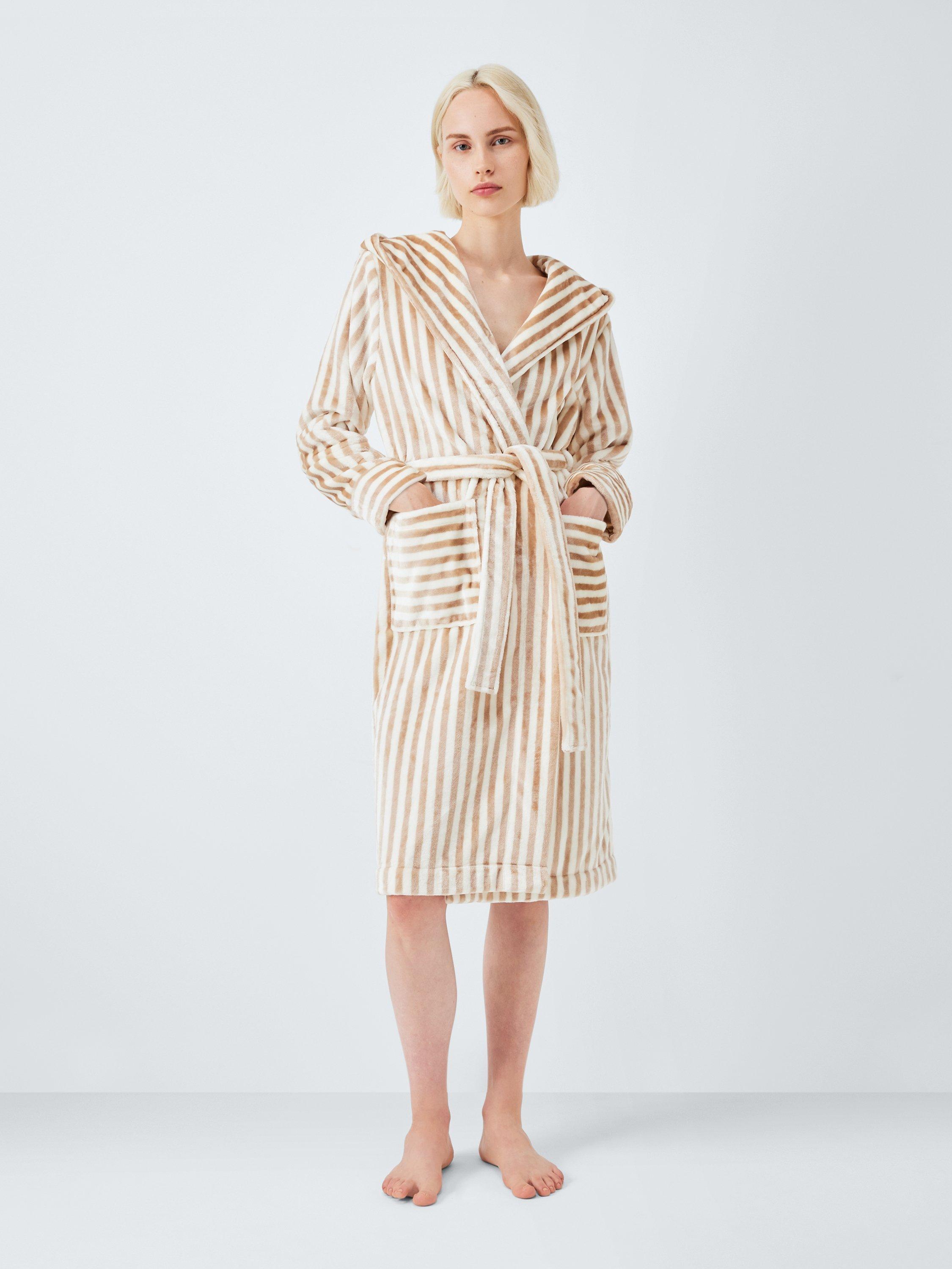 Product image 7 of 7, which shows John Lewis Cece Fleece Dressing Gown, Caramel/Ivory, S
