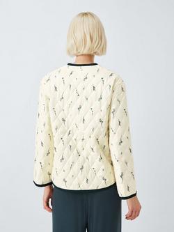 John Lewis Floral Sprig Quilted Lounge Jacket, Khaki/Cream - view 2, Khaki/Cream