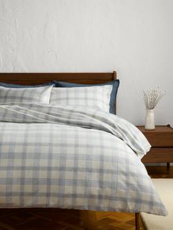 John Lewis Oslo Brushed Cotton Check Bedding - view 2, Grey