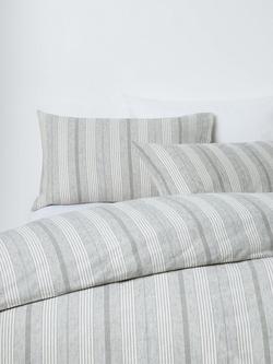 John Lewis Stony Brushed Cotton Stripe Duvet Cover, Grey