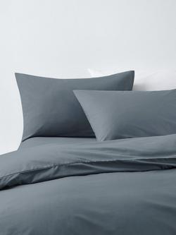 John Lewis Crisp & Fresh 400 Thread Count Organic Cotton Duvet Cover Set, Steel