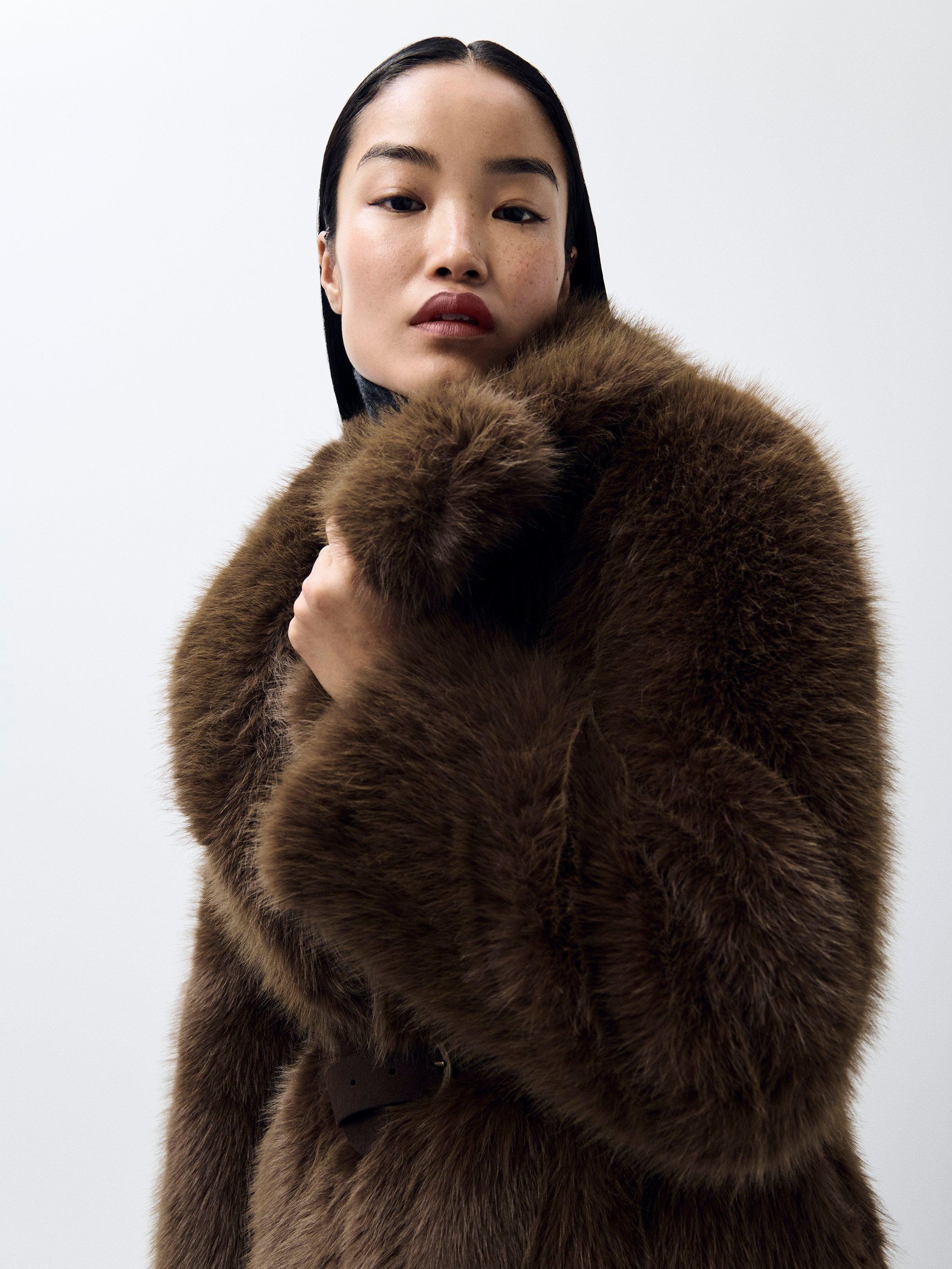 Product image 9 of 9, which shows John Lewis Long Faux Fur Coat, Brown, S