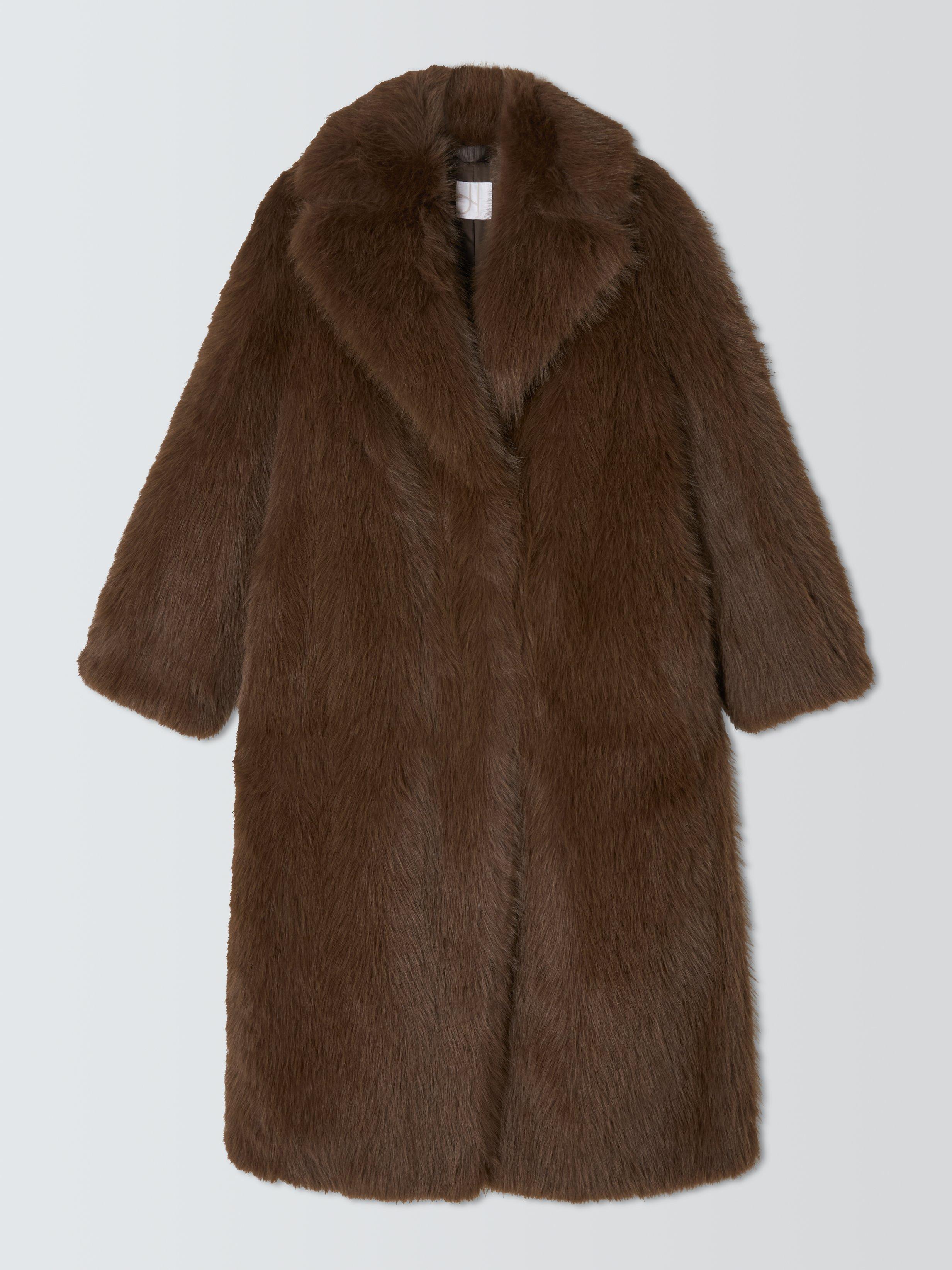 Product image 5 of 9, which shows John Lewis Long Faux Fur Coat, Brown, S