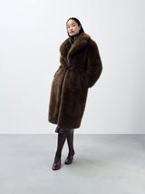 John Lewis Long Faux Fur Coat, Brown
