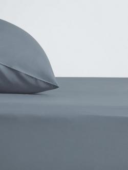 John Lewis Crisp & Fresh 400 Thread Count Organic Cotton Fitted Sheet, Steel